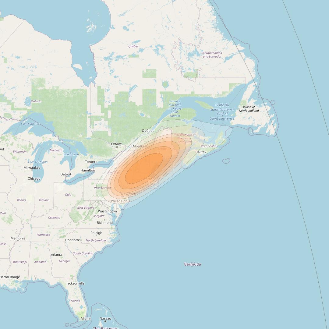 ViaSat 1 at 115° W downlink Ka-band Spot U15DL beam coverage map