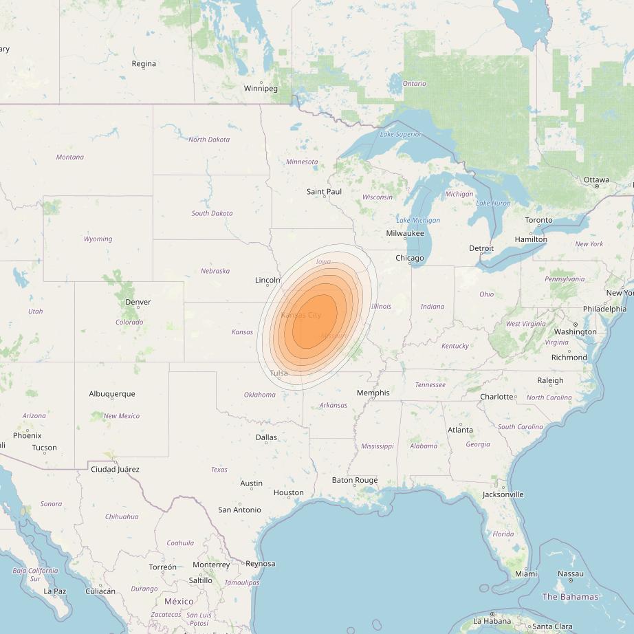 ViaSat 1 at 115° W downlink Ka-band Spot U16DR beam coverage map