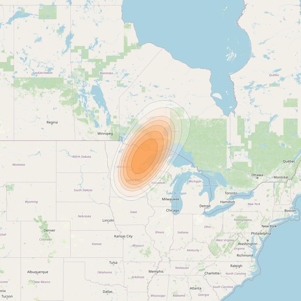 ViaSat 1 at 115° W downlink Ka-band Spot U1DL beam coverage map
