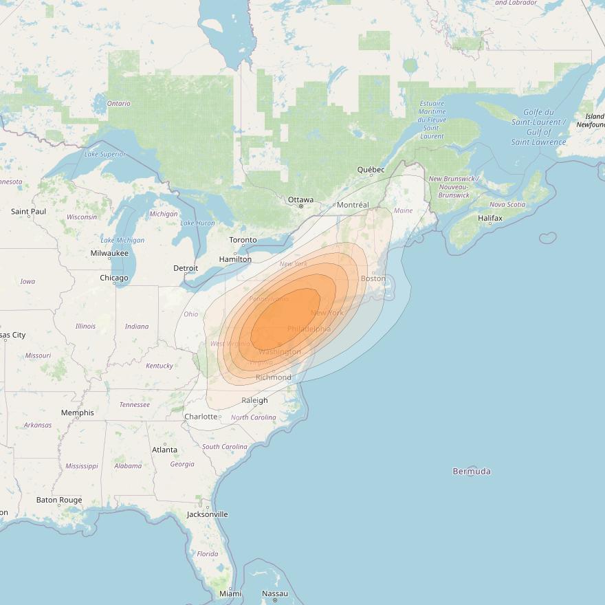 ViaSat 1 at 115° W downlink Ka-band Spot U21DR beam coverage map