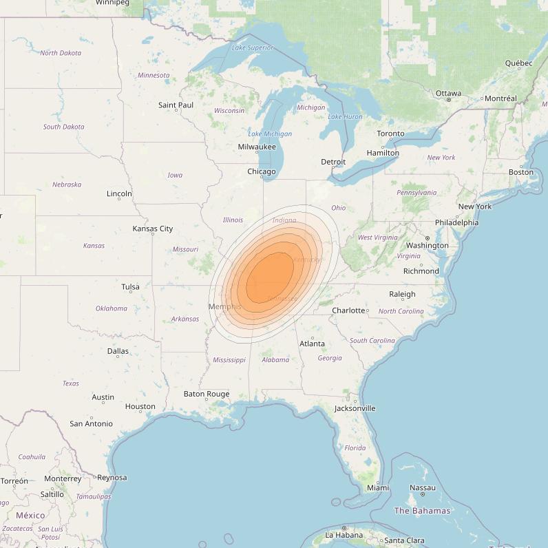 ViaSat 1 at 115° W downlink Ka-band Spot U26DL beam coverage map