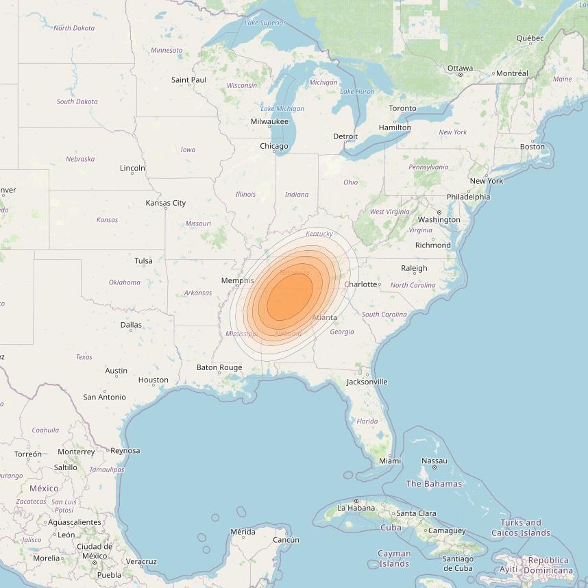 ViaSat 1 at 115° W downlink Ka-band Spot U34DR beam coverage map