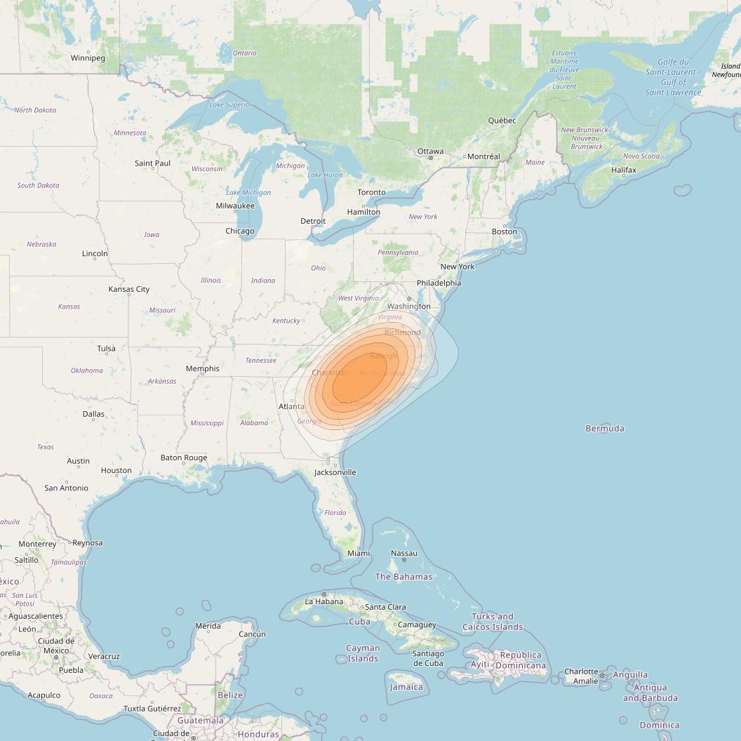 ViaSat 1 at 115° W downlink Ka-band Spot U36DR beam coverage map