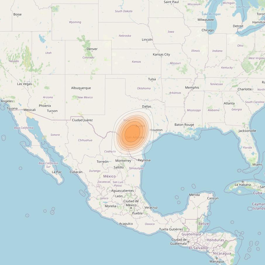 ViaSat 1 at 115° W downlink Ka-band Spot U45DR beam coverage map