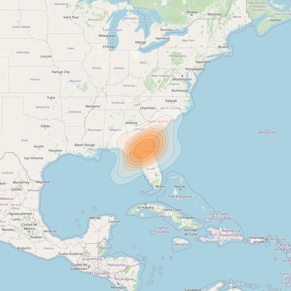 ViaSat 1 at 115° W downlink Ka-band Spot U51DR beam coverage map