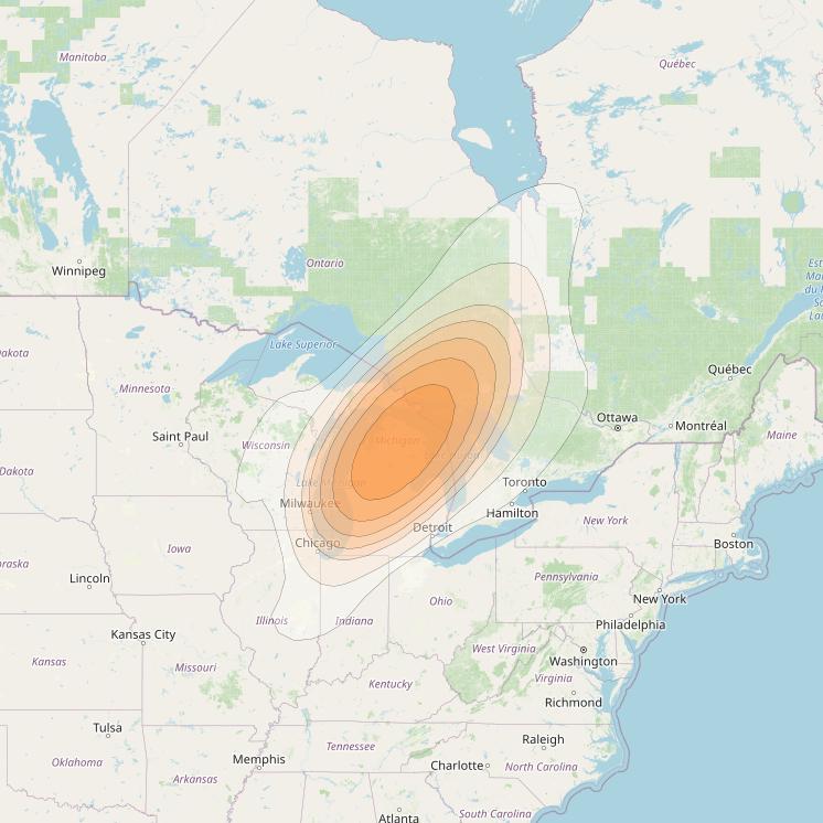 ViaSat 1 at 115° W downlink Ka-band Spot U5DR beam coverage map