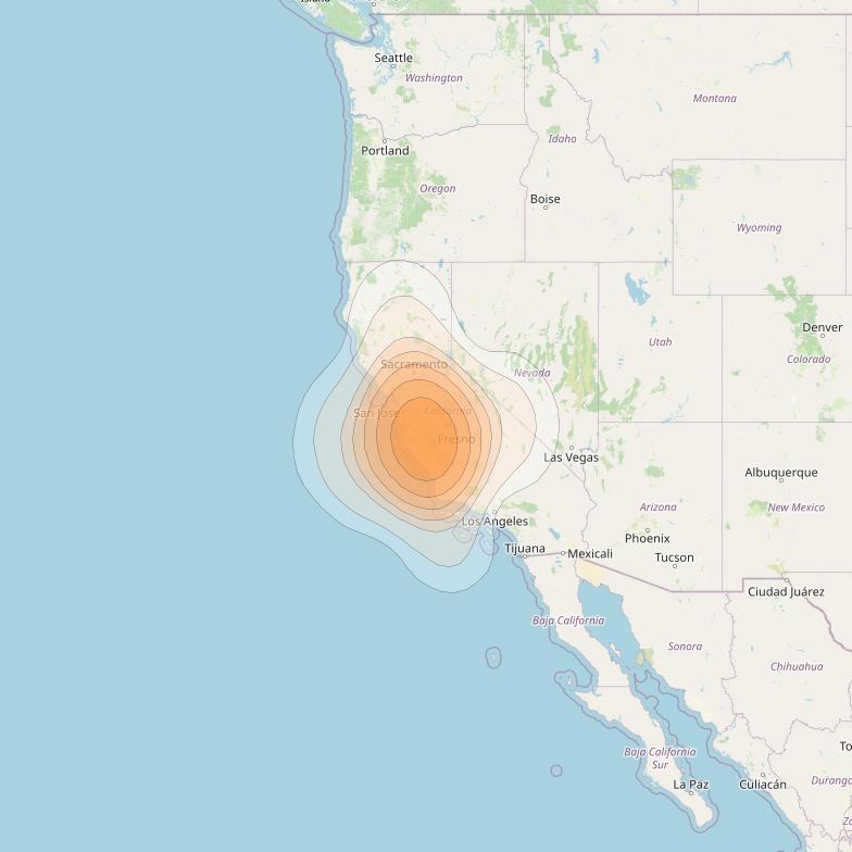 ViaSat 1 at 115° W downlink Ka-band Spot U69DL beam coverage map