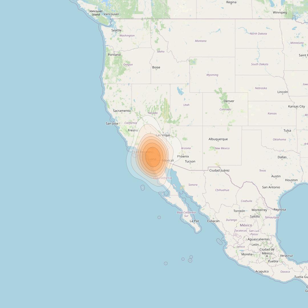 ViaSat 1 at 115° W downlink Ka-band Spot U72DL beam coverage map