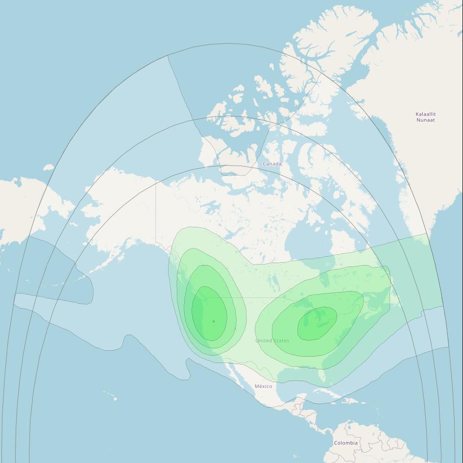 Sirius XM 5 at 115&deg; W downlink S-band CONUS beam coverage map