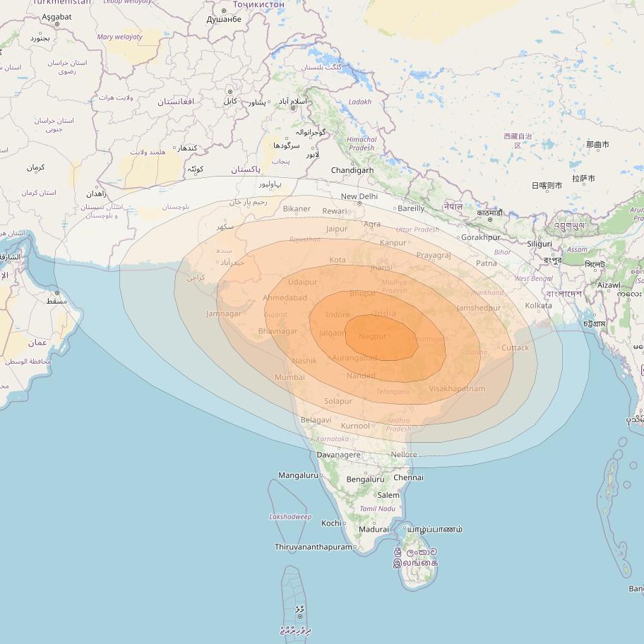Koreasat 7 at 116&deg; E downlink Ku-band Steerable (Pakistan sample) beam coverage map