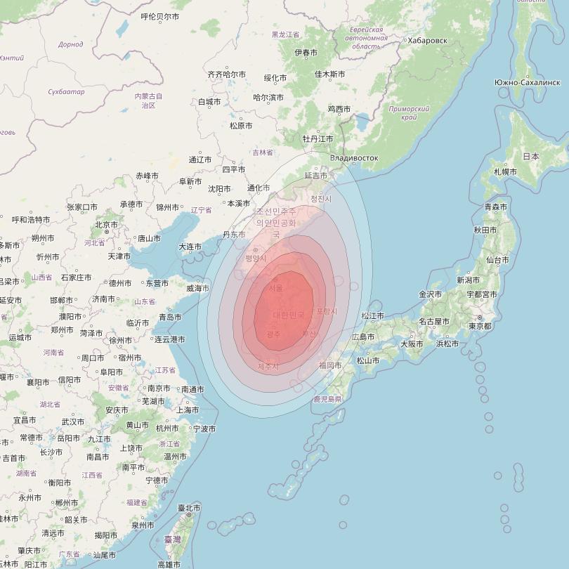 Koreasat 6 at 116° E downlink Ku-band Korea beam coverage map