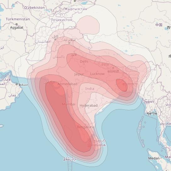 Koreasat 7 at 116° E downlink Ku-band India beam coverage map