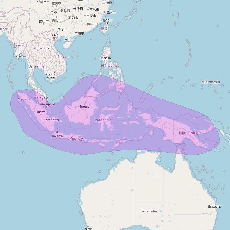 Telkom 3S at 118° E downlink C-band Indonesia, North Borneo and PNG beam coverage map