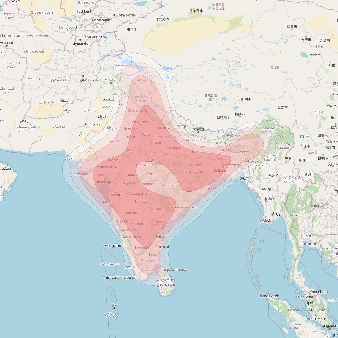 Thaicom 4 at 119° E downlink Ku-band Broadcast 1 Beam coverage map