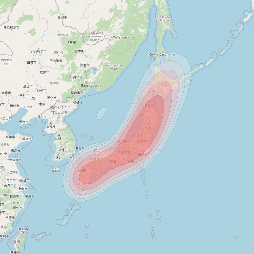 Thaicom 4 at 119° E downlink Ku-band Broadcast 4 beam coverage map