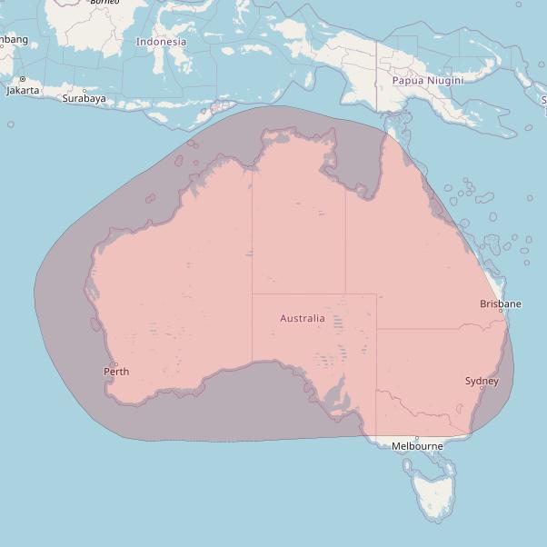 Thaicom 4 at 119° E downlink Ku-band Shaped 514 (Australia) Beam coverage map