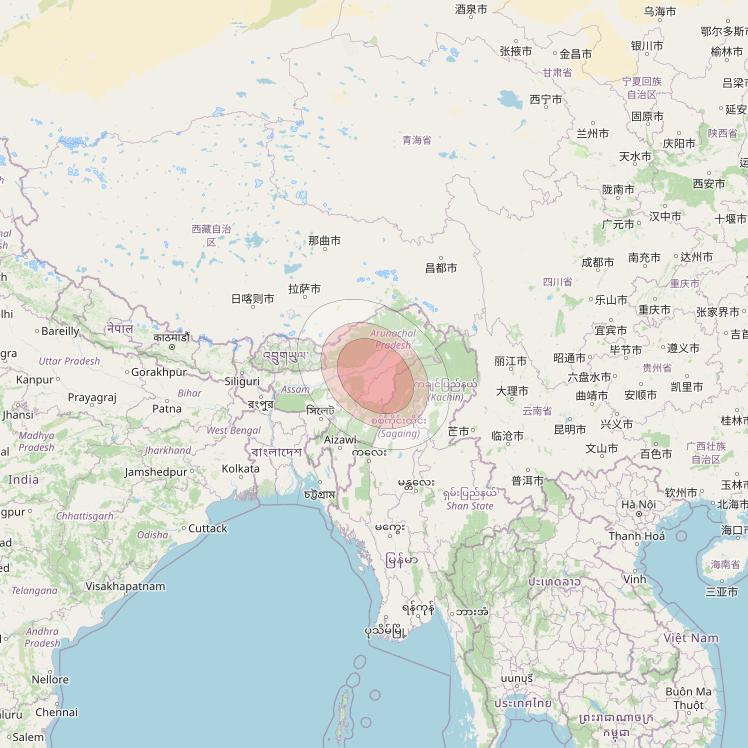 Thaicom 4 at 119° E downlink Ku-band Spot 105 beam coverage map