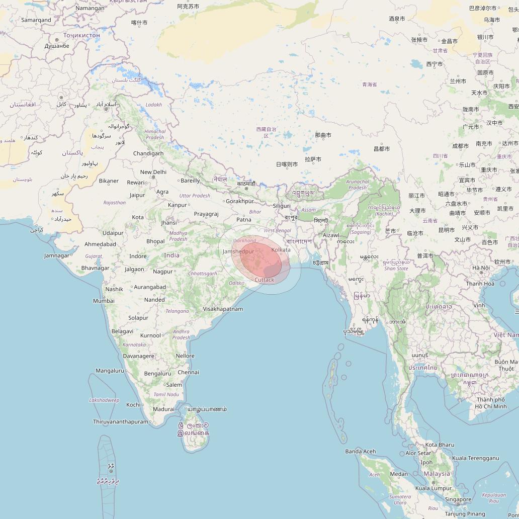 Thaicom 4 at 119° E downlink Ku-band Spot 108 beam coverage map