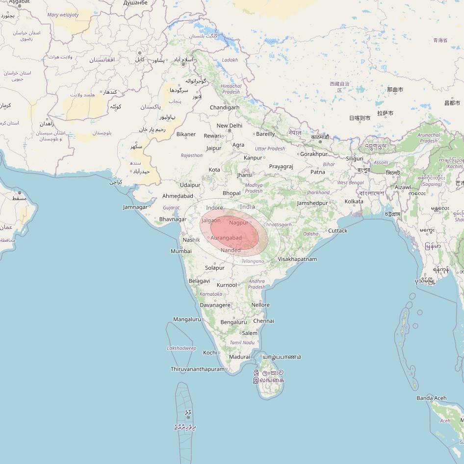 Thaicom 4 at 119° E downlink Ku-band Spot 110 beam coverage map