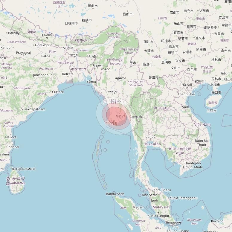 Thaicom 4 at 119° E downlink Ku-band Spot 202 beam coverage map