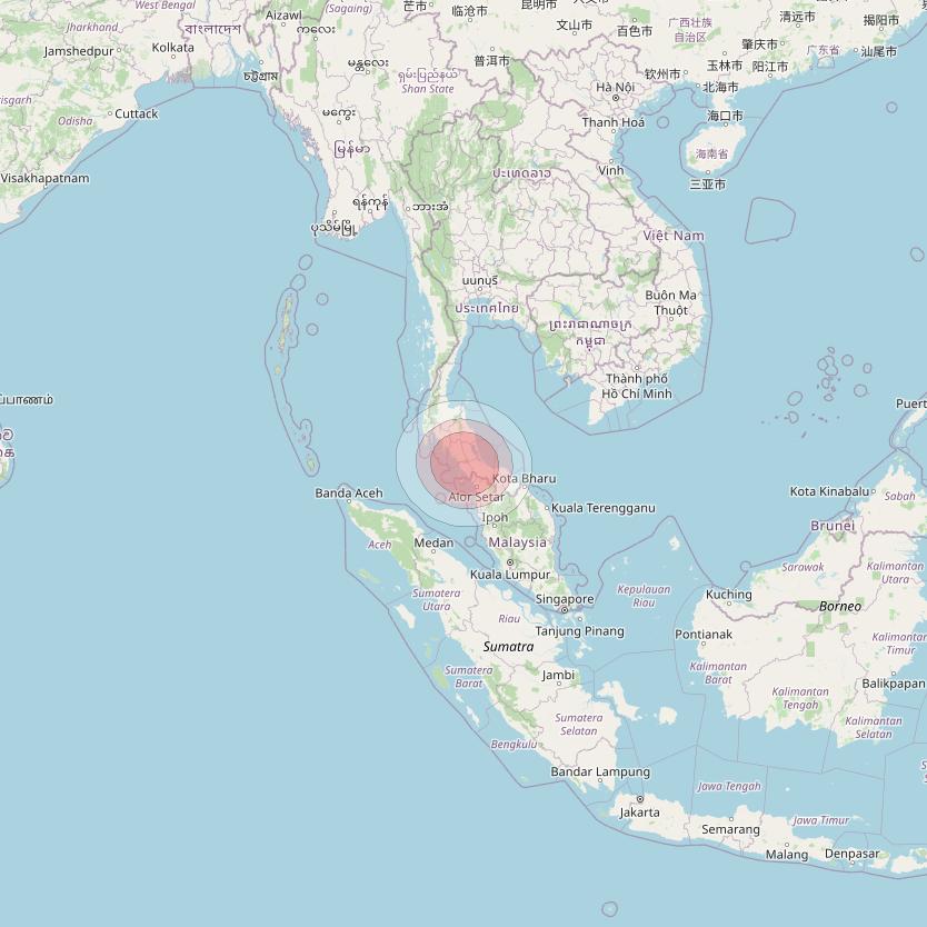 Thaicom 4 at 119° E downlink Ku-band Spot 212 beam coverage map