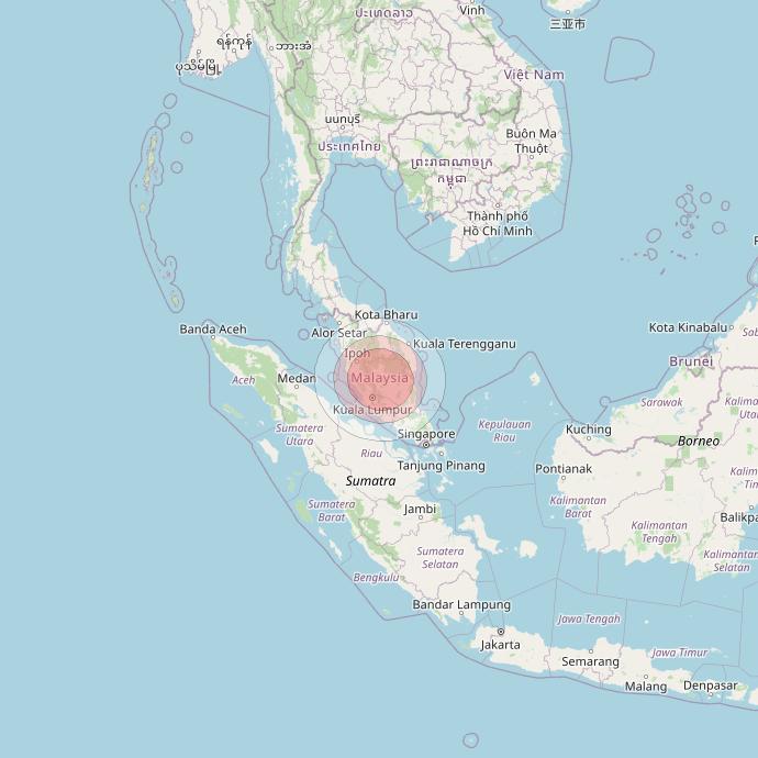 Thaicom 4 at 119° E downlink Ku-band Spot 214 beam coverage map