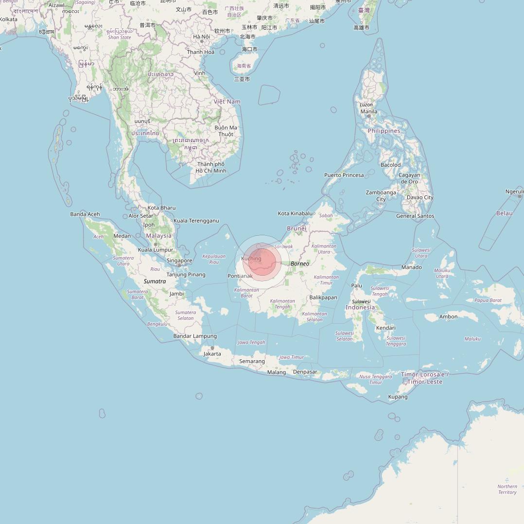 Thaicom 4 at 119° E downlink Ku-band Spot 215 beam coverage map