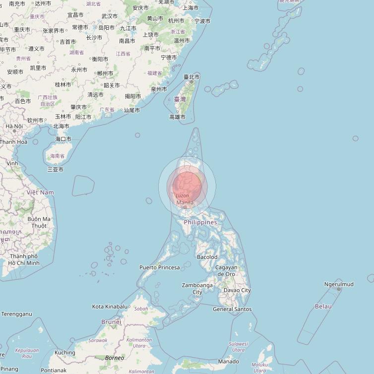 Thaicom 4 at 119° E downlink Ku-band Spot 701 beam coverage map