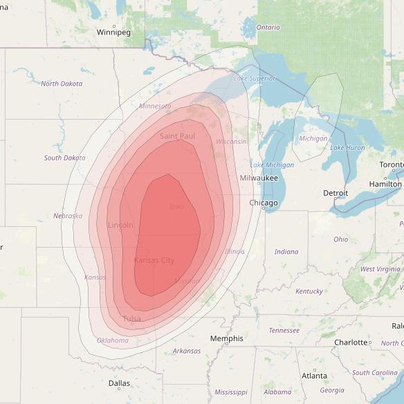 Echostar 14 at 119° W downlink Ku-band Spot A08 (KansasCity) beam coverage map