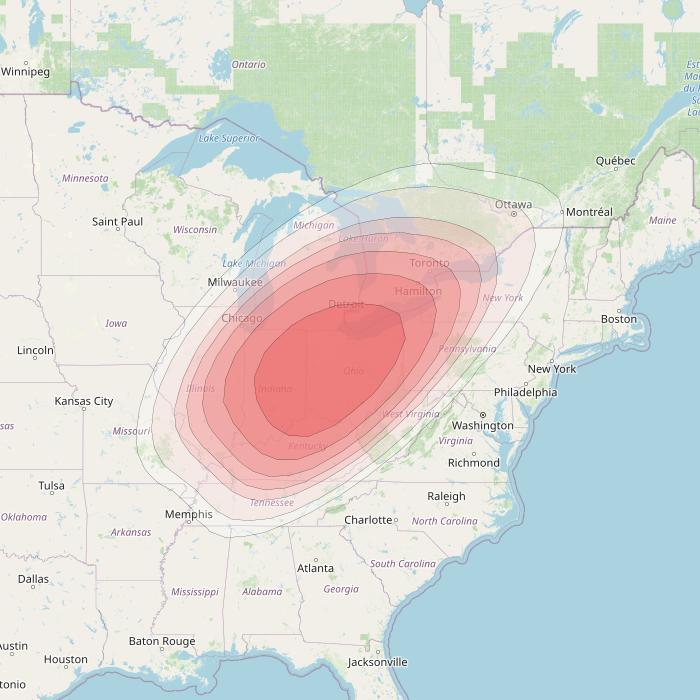 Echostar 14 at 119° W downlink Ku-band Spot A12 (Columbus) beam coverage map