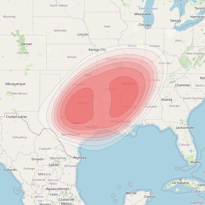 Echostar 14 at 119° W downlink Ku-band Spot A13 (Shreveport) beam coverage map