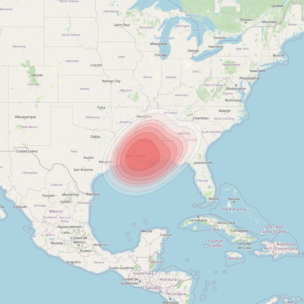 Echostar 14 at 119° W downlink Ku-band Spot A14 (NewOrleans) beam coverage map