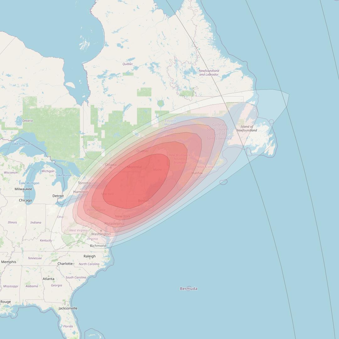 Echostar 14 at 119° W downlink Ku-band Spot A15 (Hartford) beam coverage map