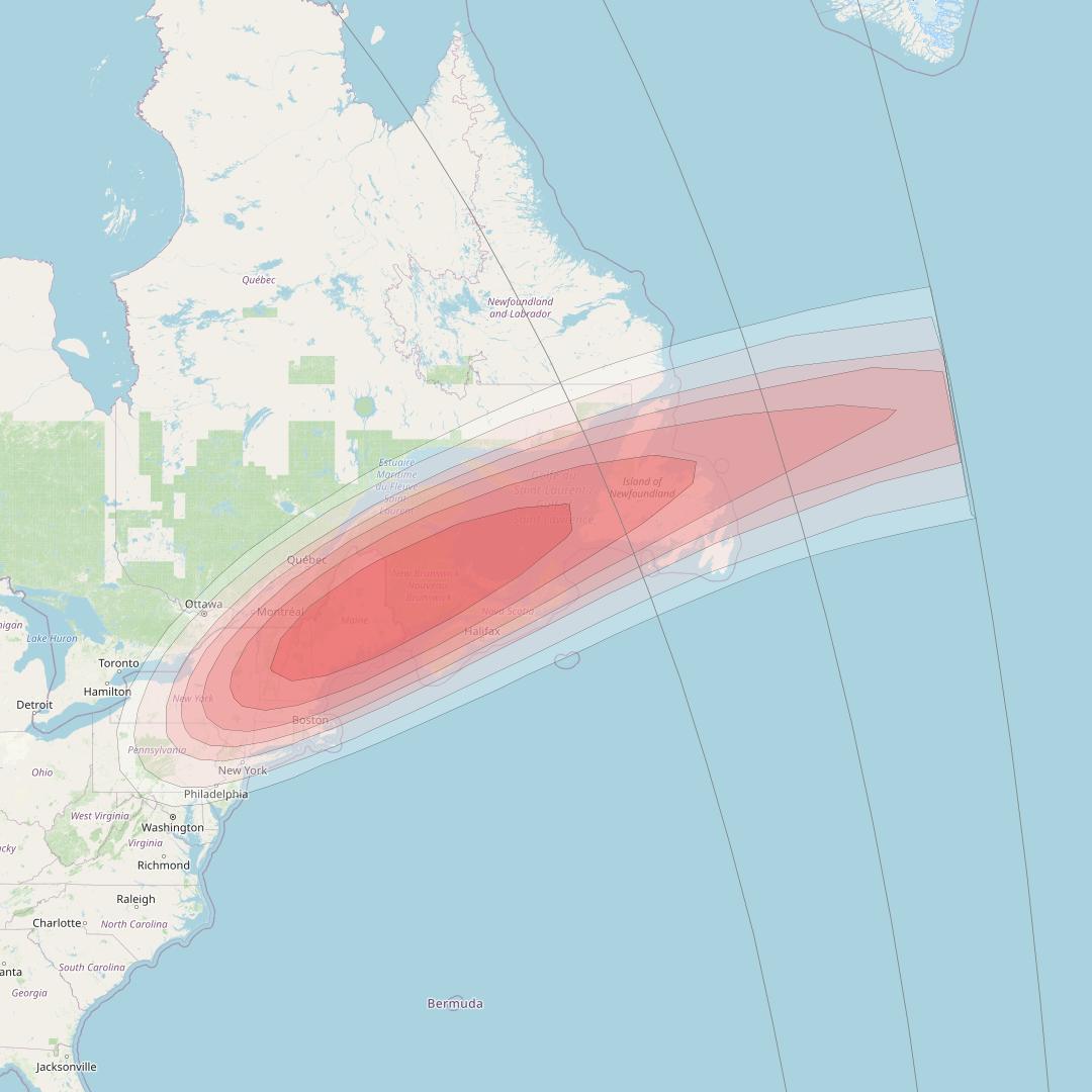 Echostar 14 at 119° W downlink Ku-band Spot A16 (Bangor) beam coverage map