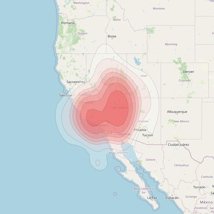 Echostar 14 at 119° W downlink Ku-band Spot B03 (LasVegas) beam coverage map