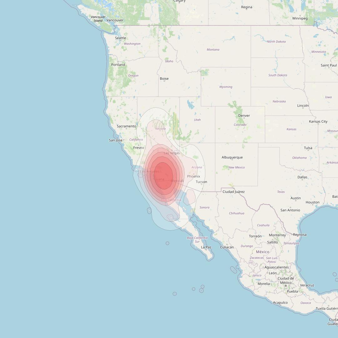 Echostar 14 at 119° W downlink Ku-band Spot B04 (SanDiego) beam coverage map