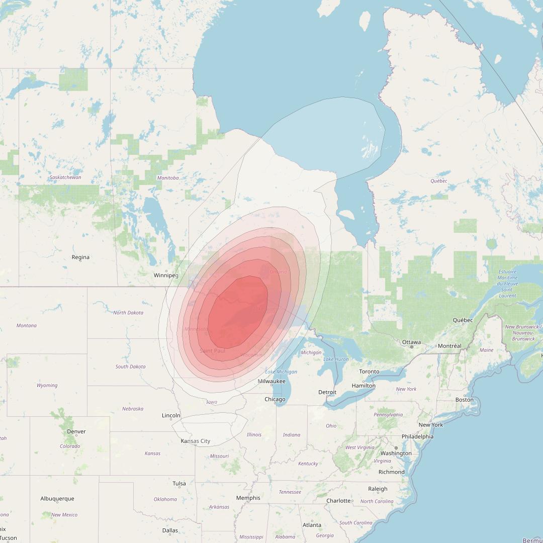 Echostar 14 at 119° W downlink Ku-band Spot B05 (DuluthSuperior) beam coverage map