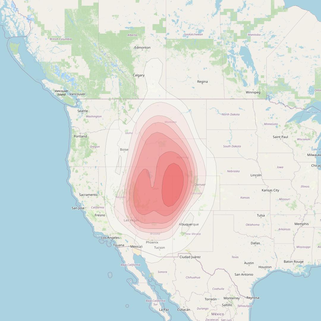 Echostar 14 at 119° W downlink Ku-band Spot B06 (GrandJunction) beam coverage map