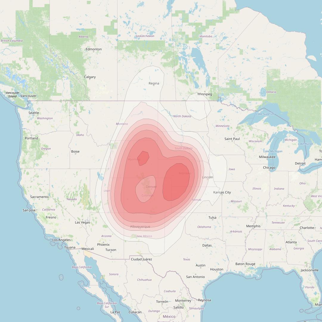Echostar 14 at 119° W downlink Ku-band Spot B07 (Denver) beam coverage map