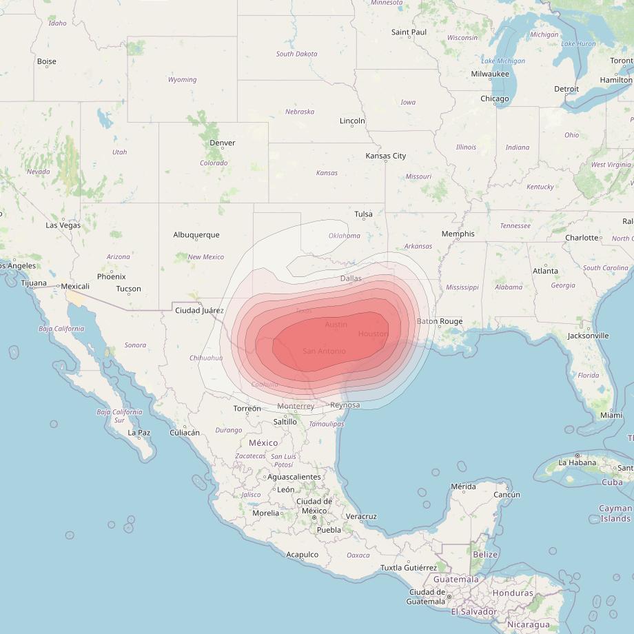 Echostar 14 at 119° W downlink Ku-band Spot B11 (SanAntonioHouston) beam coverage map