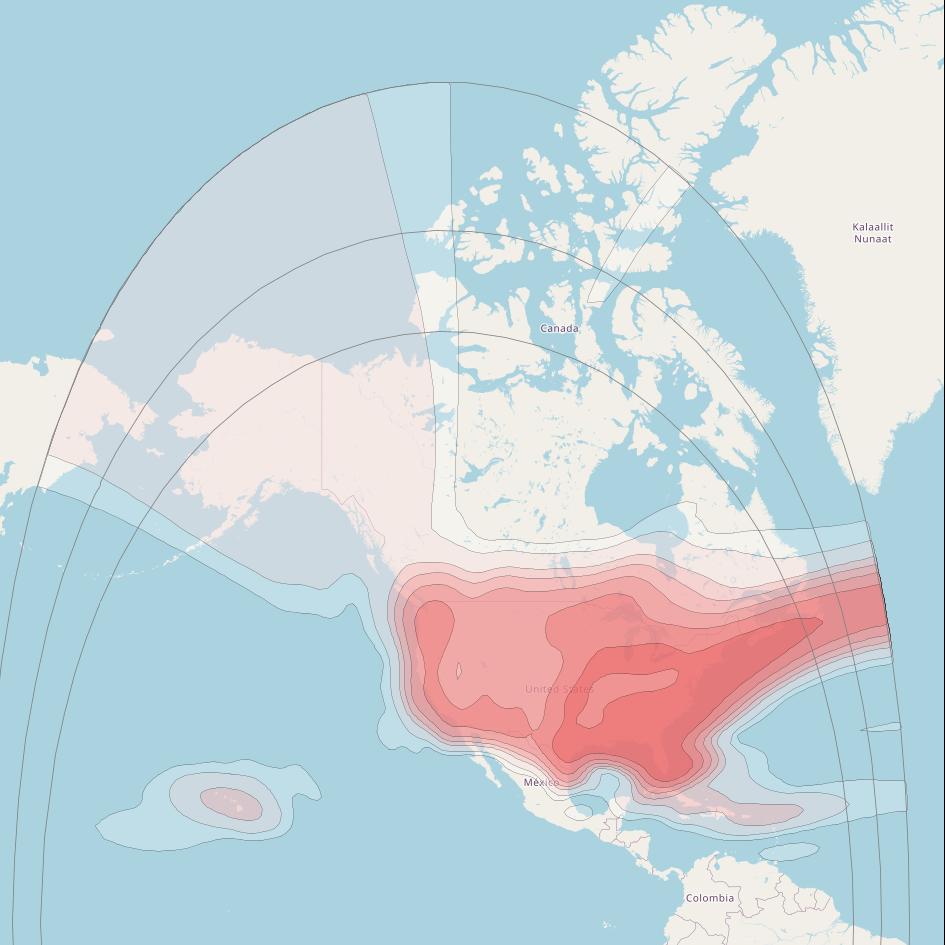 Echostar 15 at 119&deg; W downlink Ku-band ETXL beam coverage map