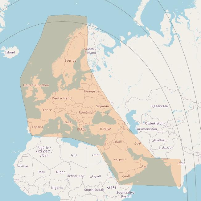 Inmarsat GX5 at 11° E downlink Ka-band Consolidated HTS beam coverage map