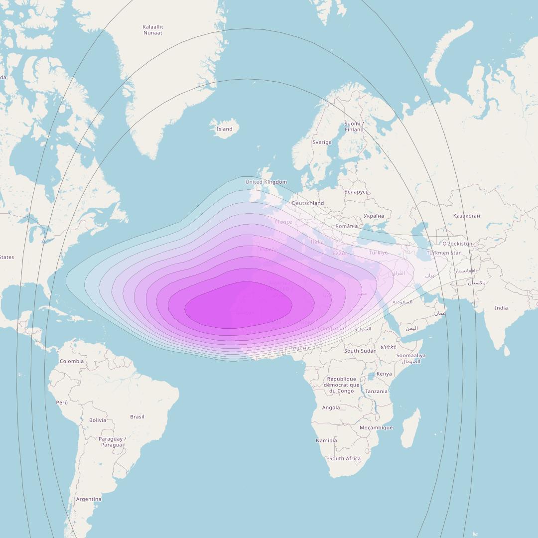 Express AM44 at 11° W downlink C-band Wide Beam coverage map