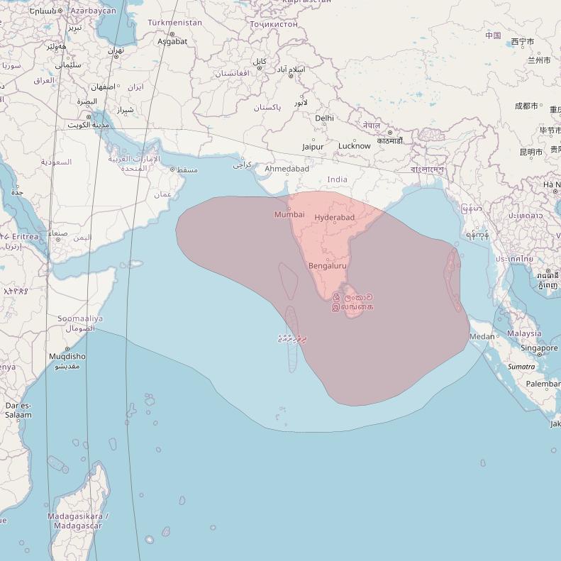 JCSat 4B at 124&deg; E downlink Ku-band Steerable beam (subject to change) coverage map