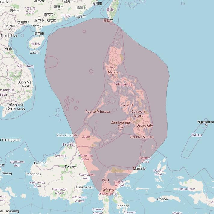 JCSat 4B at 124&deg; E downlink Ku-band Steerable beam (subject to change) coverage map