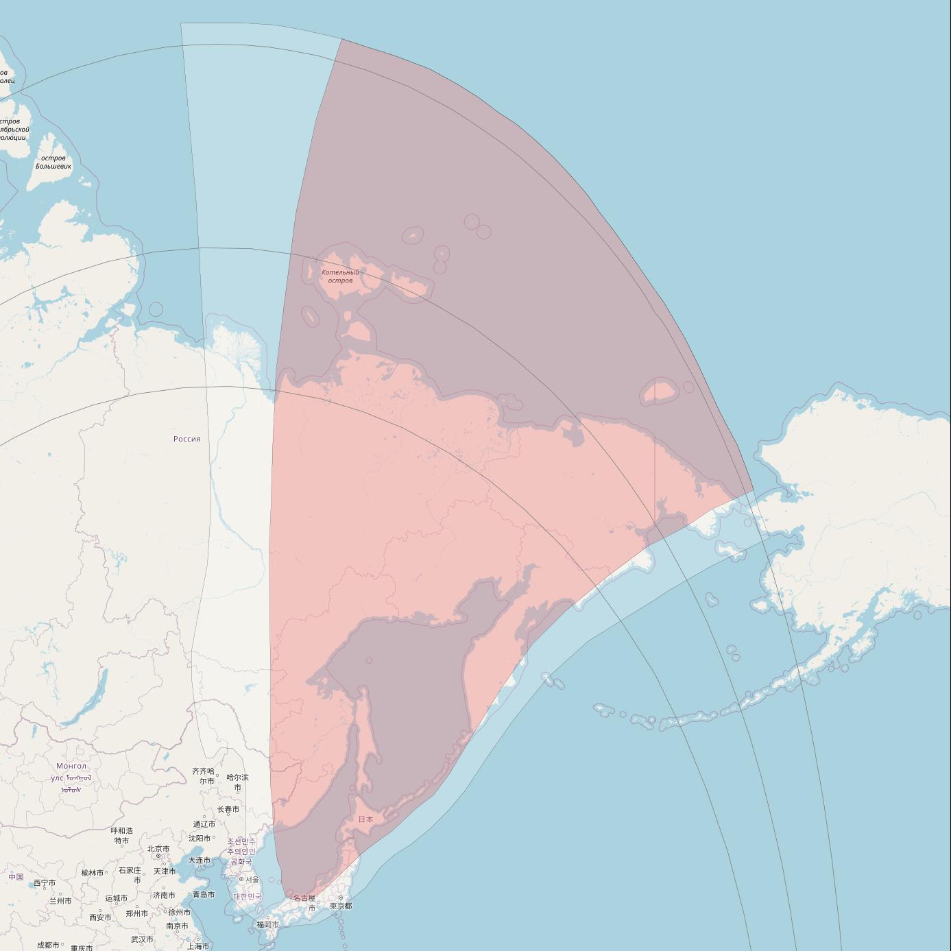 JCSat 4B at 124&deg; E downlink Ku-band Steerable beam (subject to change) coverage map