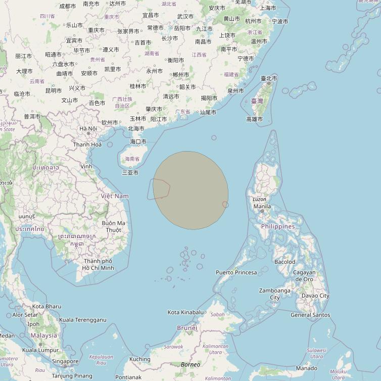 Chinasat 26 at 125&deg; E downlink Ka-band B001 User Spot beam coverage map