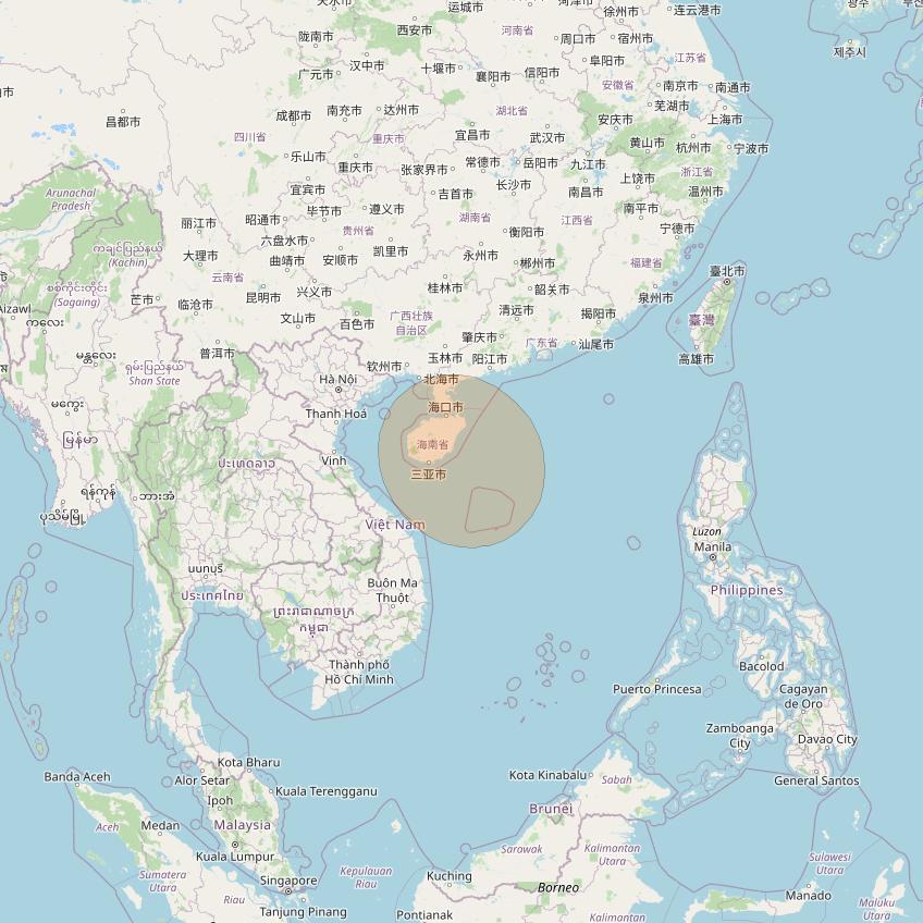 Chinasat 26 at 125&deg; E downlink Ka-band B002 User Spot beam coverage map
