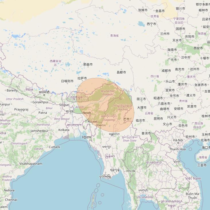 Chinasat 26 at 125&deg; E downlink Ka-band B005 User Spot beam coverage map