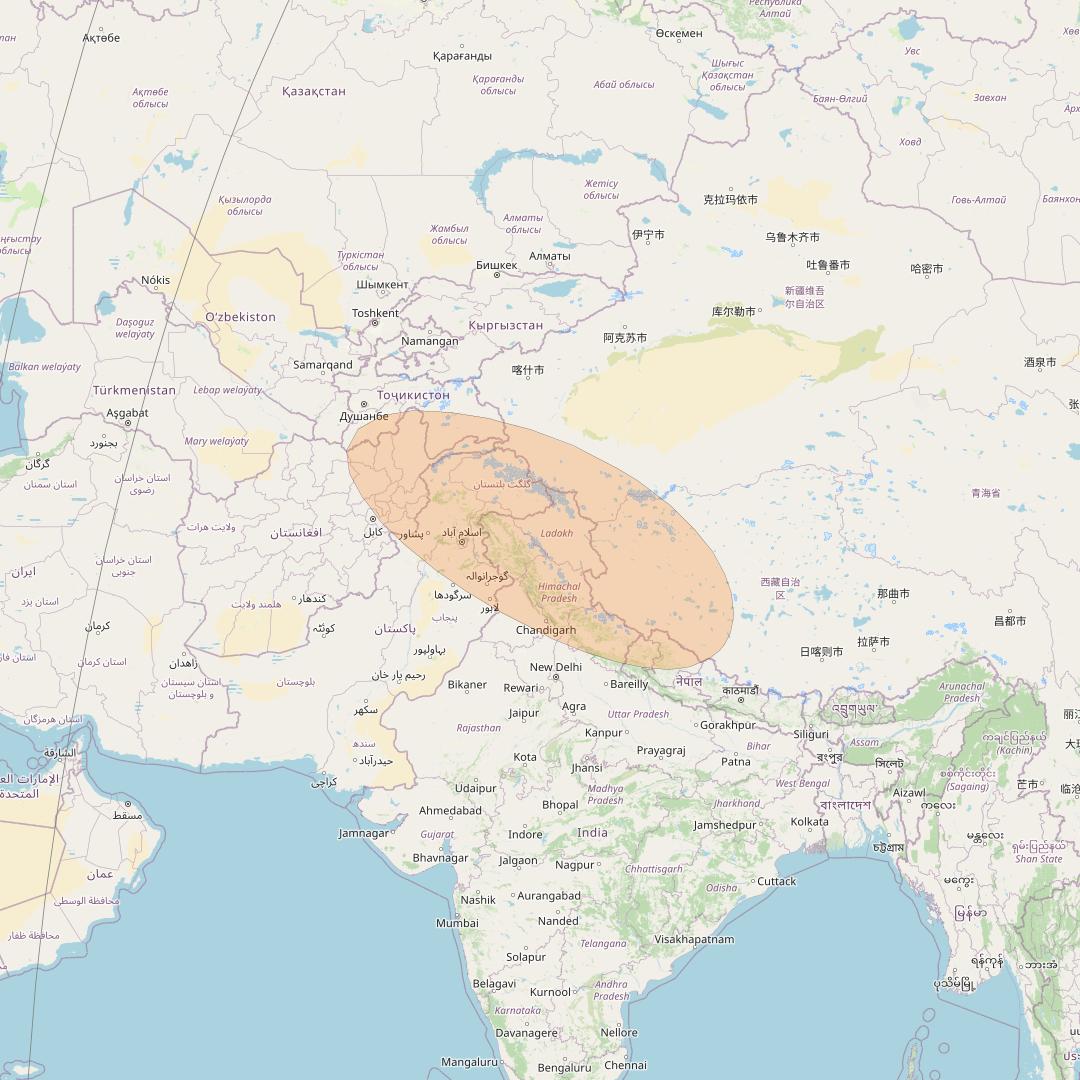 Chinasat 26 at 125&deg; E downlink Ka-band B007 User Spot beam coverage map